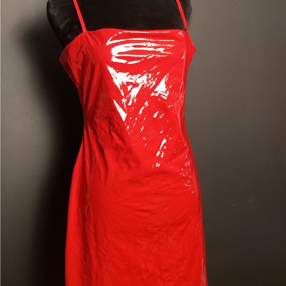 Windsor Red Vinyl Slip Dress, M